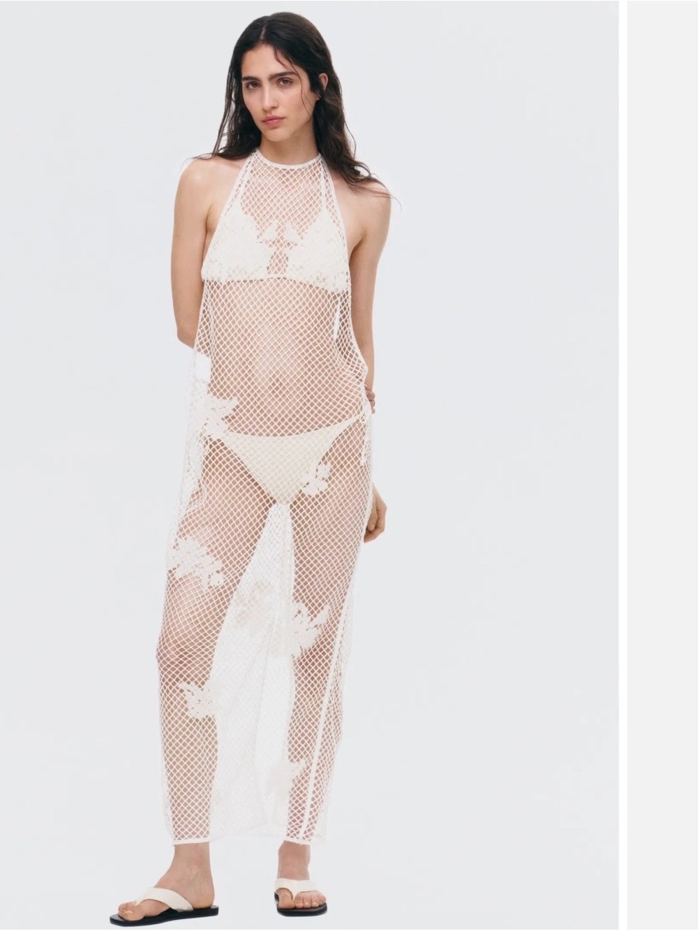 H&M - Beaded Halter Mesh Dress